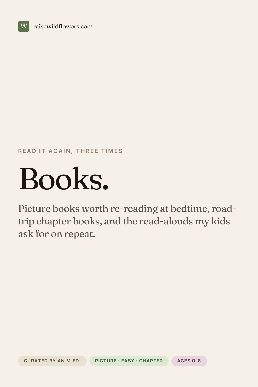 Curated children's book recommendations from Raise Wildflowers